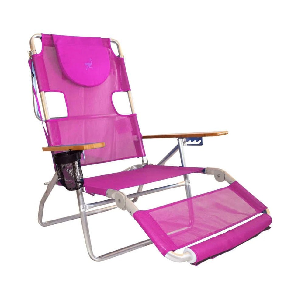 Ostrich 3 In 1 Aluminium Beach Lounger Pink - Umbrella Beach
