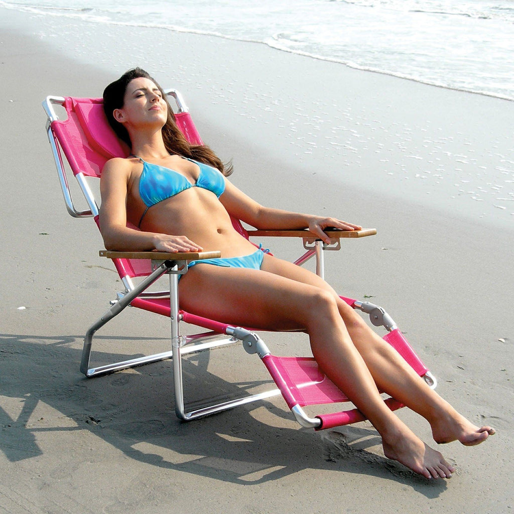 Ostrich 3 In 1 Aluminium Beach Lounger Pink - Umbrella Beach