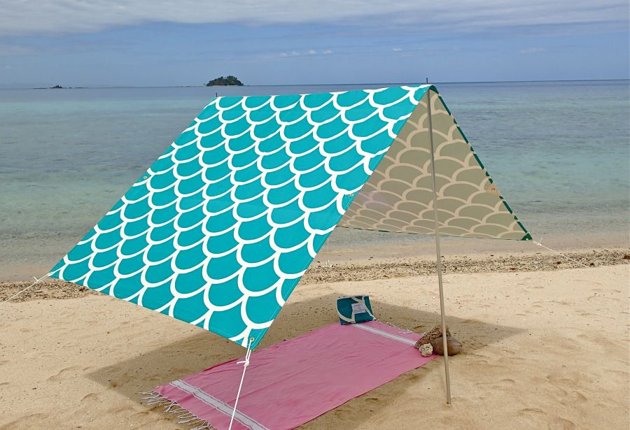 Sombrilla Beach Shelter Aqua Shells - Umbrella Beach