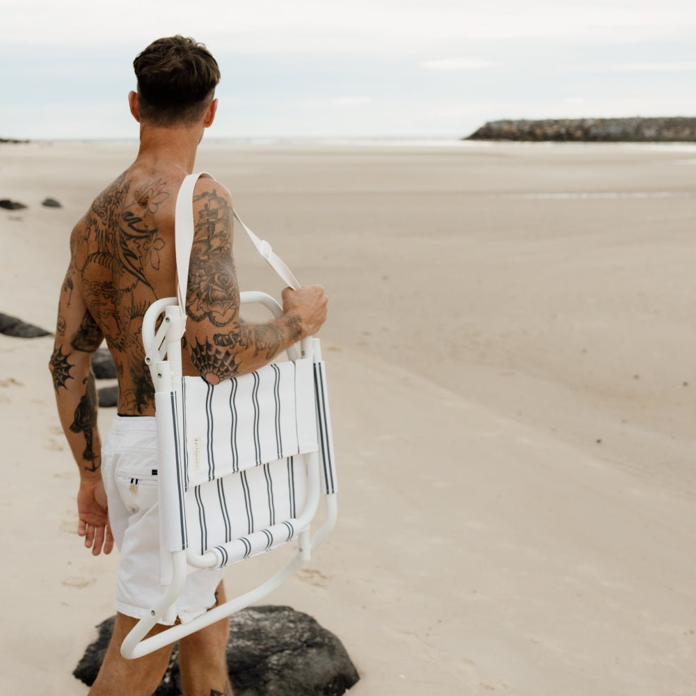 Sunnylife Low Beach Chair Charcoal Stripe - Umbrella Beach