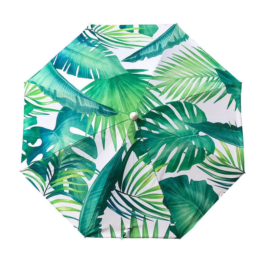 UPF50+ Avoca Beach Umbrella 220cm Palm Print - Umbrella Beach