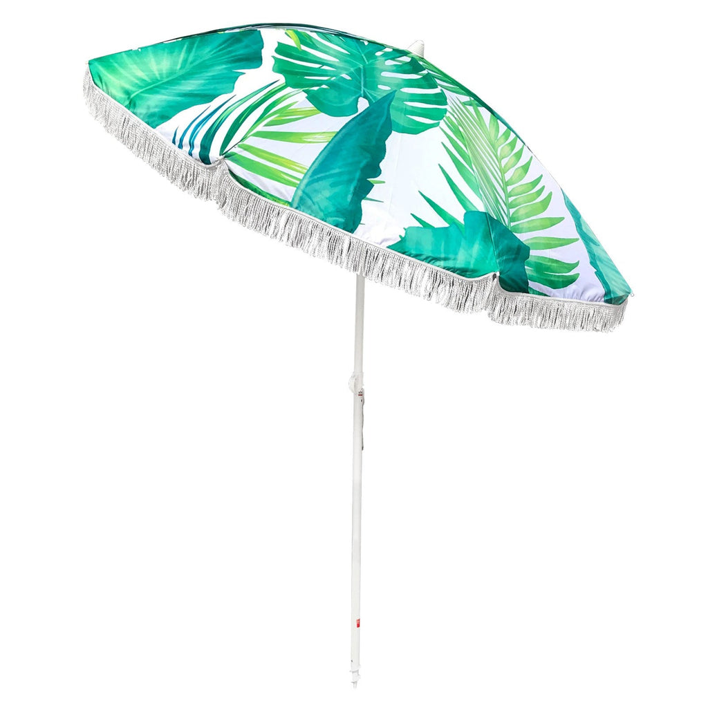 UPF50+ Avoca Beach Umbrella 220cm Palm Print - Umbrella Beach
