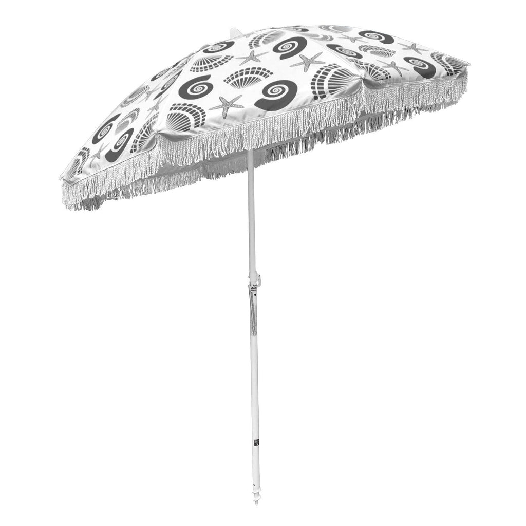 UPF50+ Balmoral Fringed 200cm Black - Umbrella Beach
