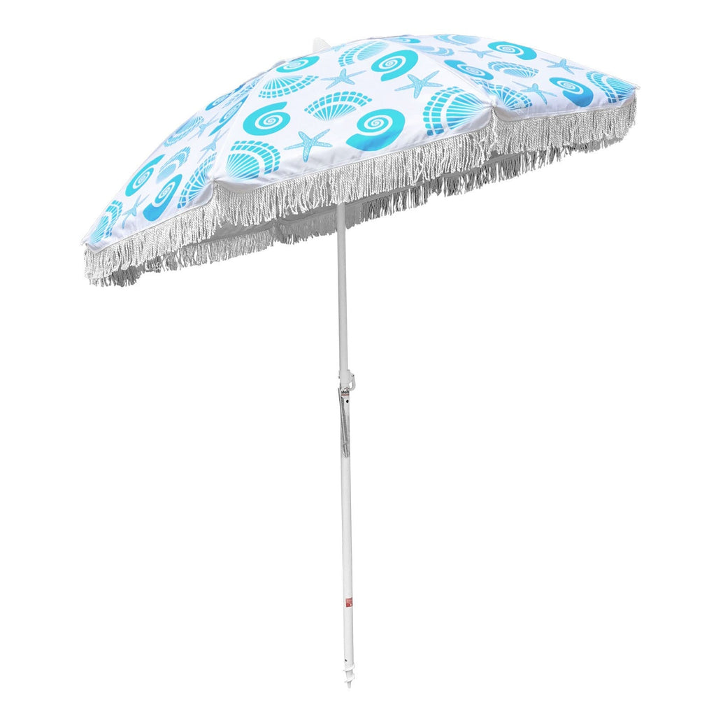 UPF50+ Balmoral Fringed 200cm Sky Blue - Umbrella Beach