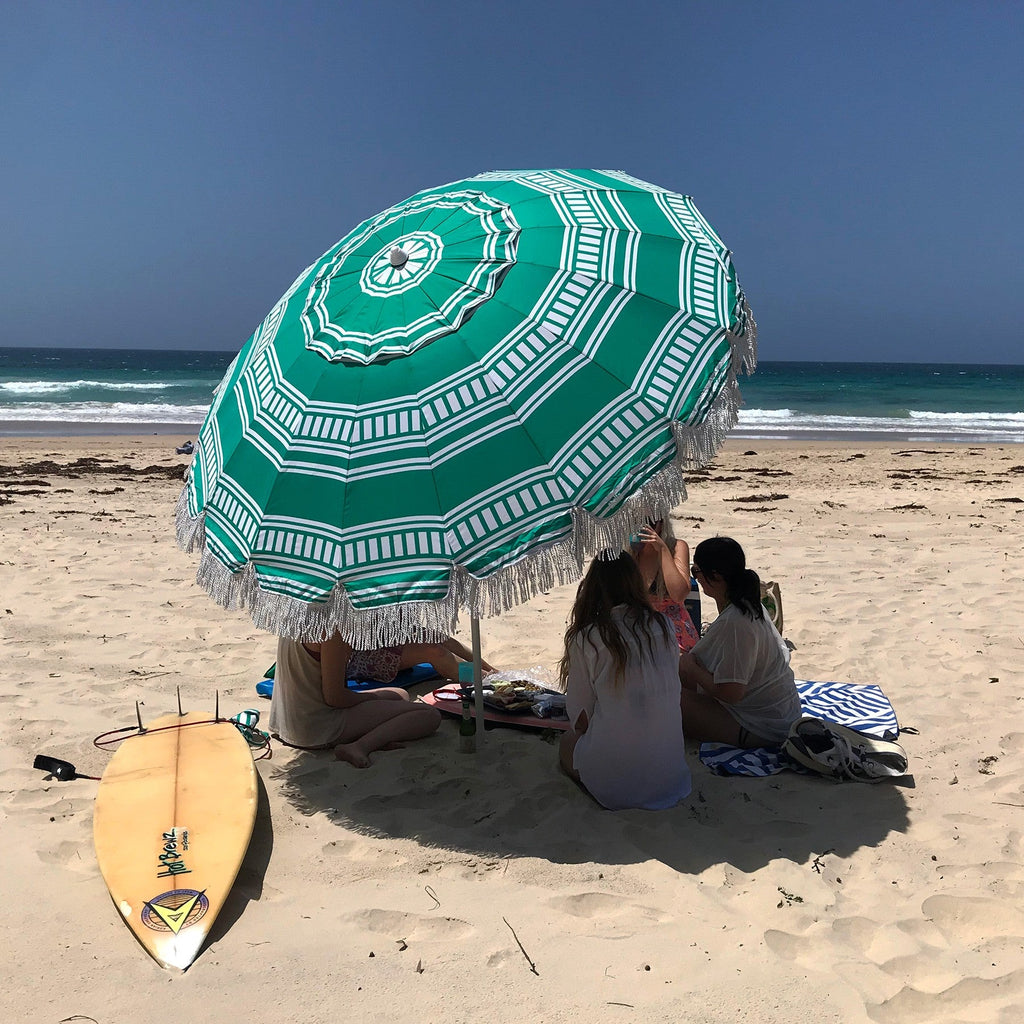 UPF50+ Bronte Fringe 220cm Emerald - Umbrella Beach
