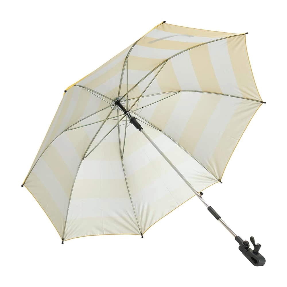 UPF50+ Clip On Beach Chair Umbrella Yellow White Stripe - Umbrella Beach