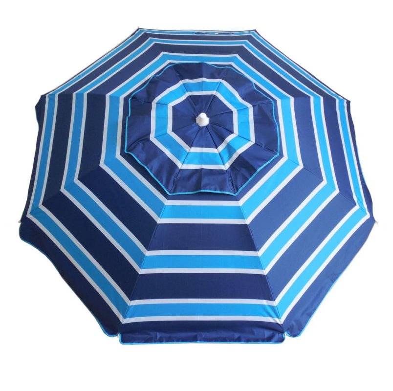 UPF50+ Daytripper 210cm Aqua Navy Stripe - Umbrella Beach