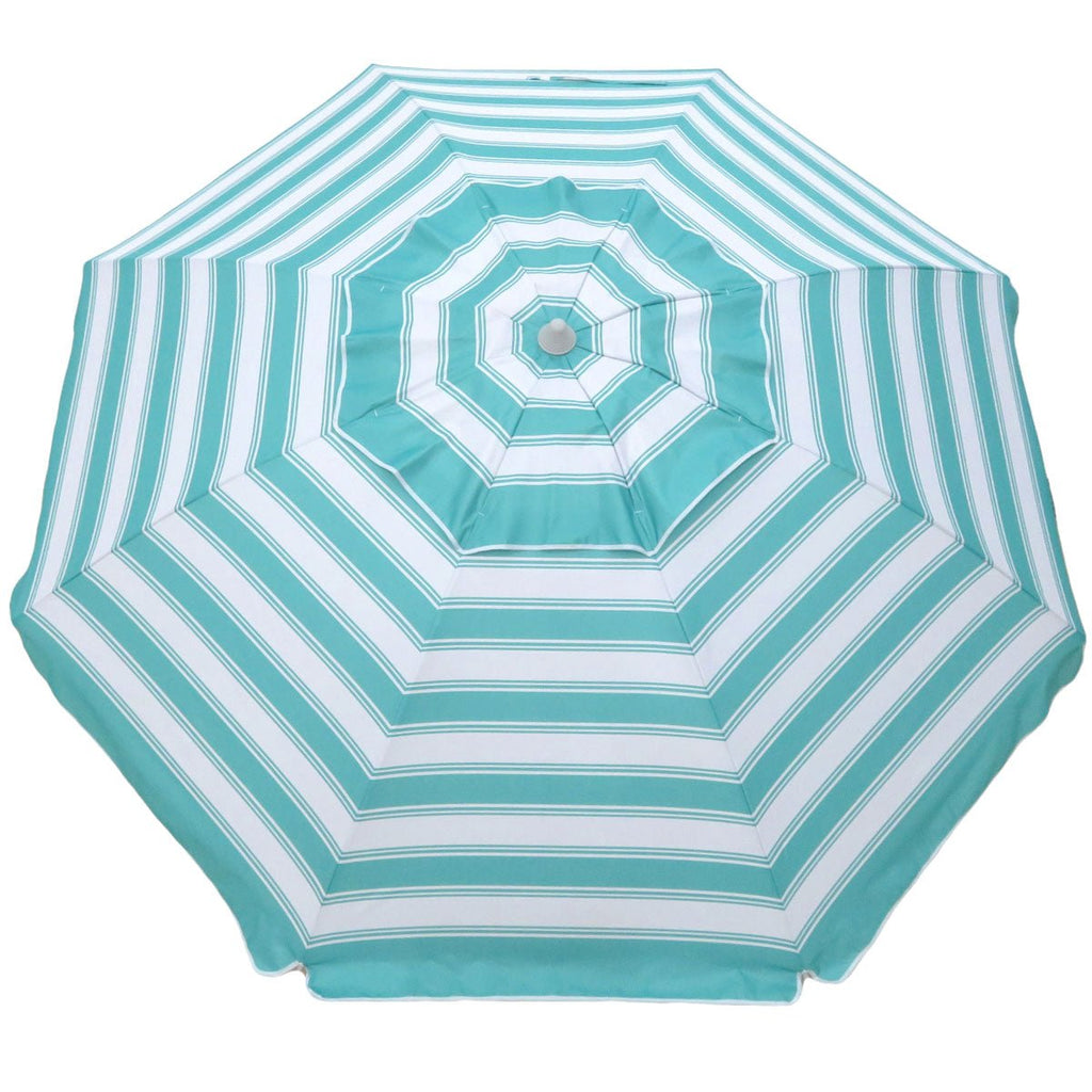 UPF50+ Daytripper 210cm Turquoise White Stripe - Umbrella Beach