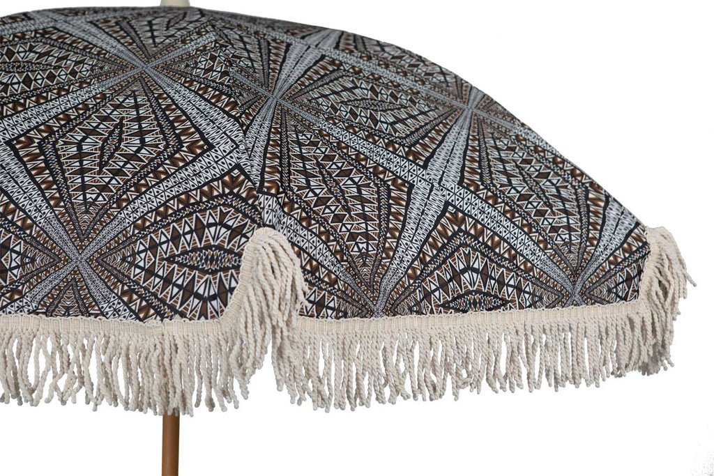 UPF50+ Kakadu Fringe Timber Beach Umbrella 200cm - Umbrella Beach