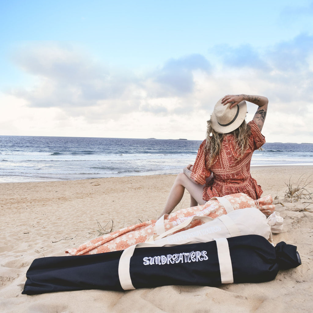 UPF50+ Premium Fringe Timber Beach Umbrella 200cm Sol - Umbrella Beach