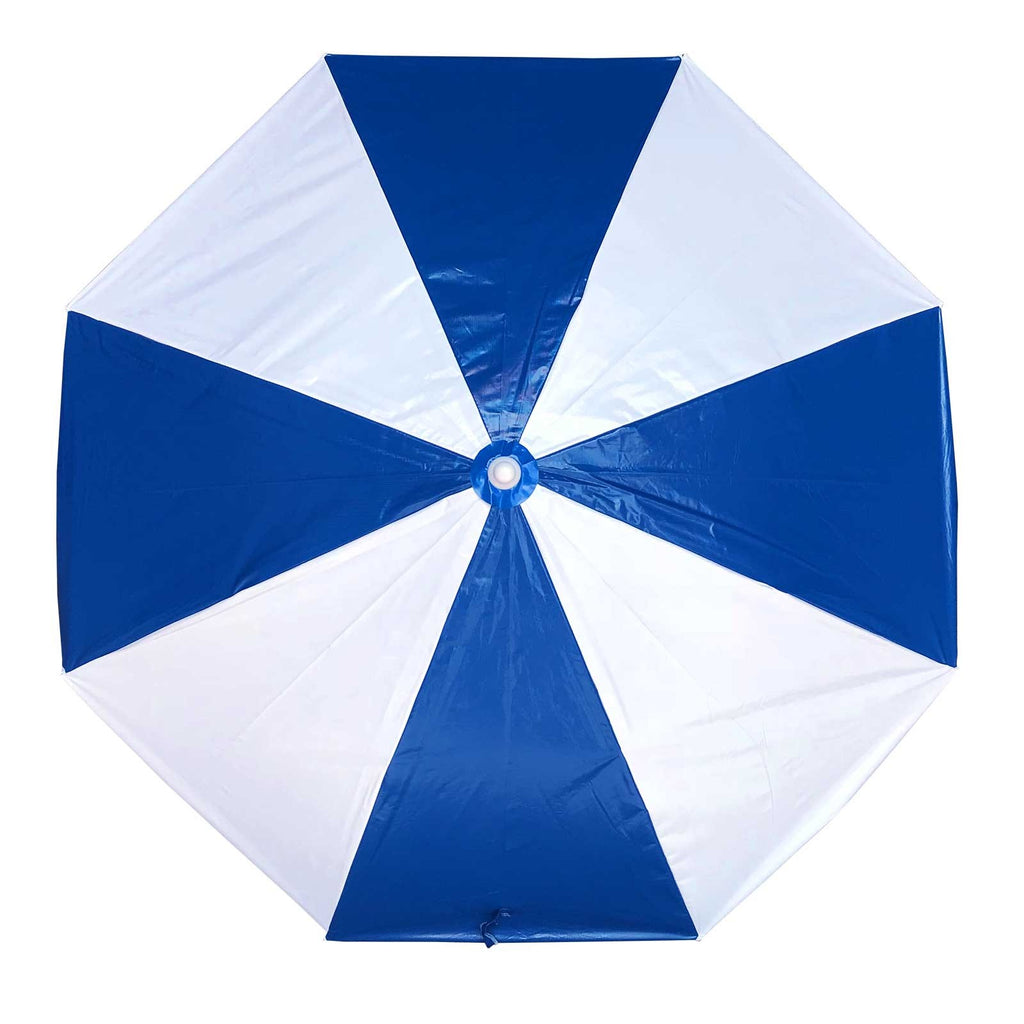 UPF50+ Avalon 200cm Vinyl Beach Umbrella Royal Blue and White