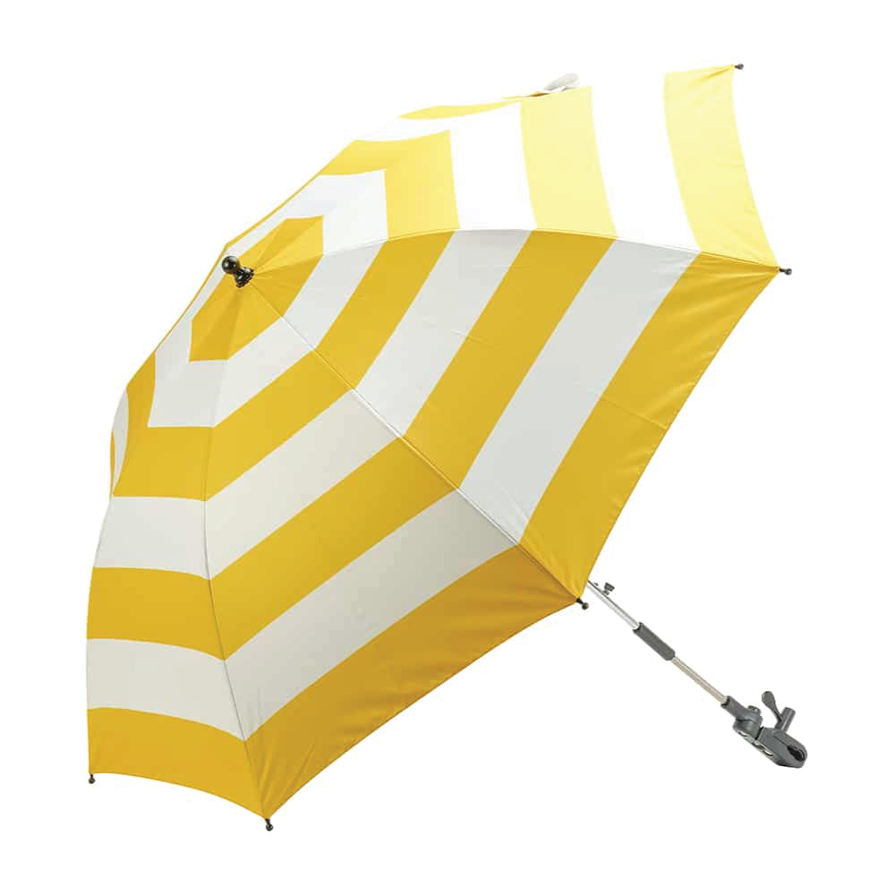 UPF50+ Clip On Beach Chair Umbrella Yellow White Stripe