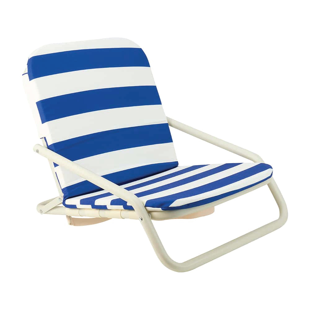Deluxe Cushioned Beach Chair Navy Stripe