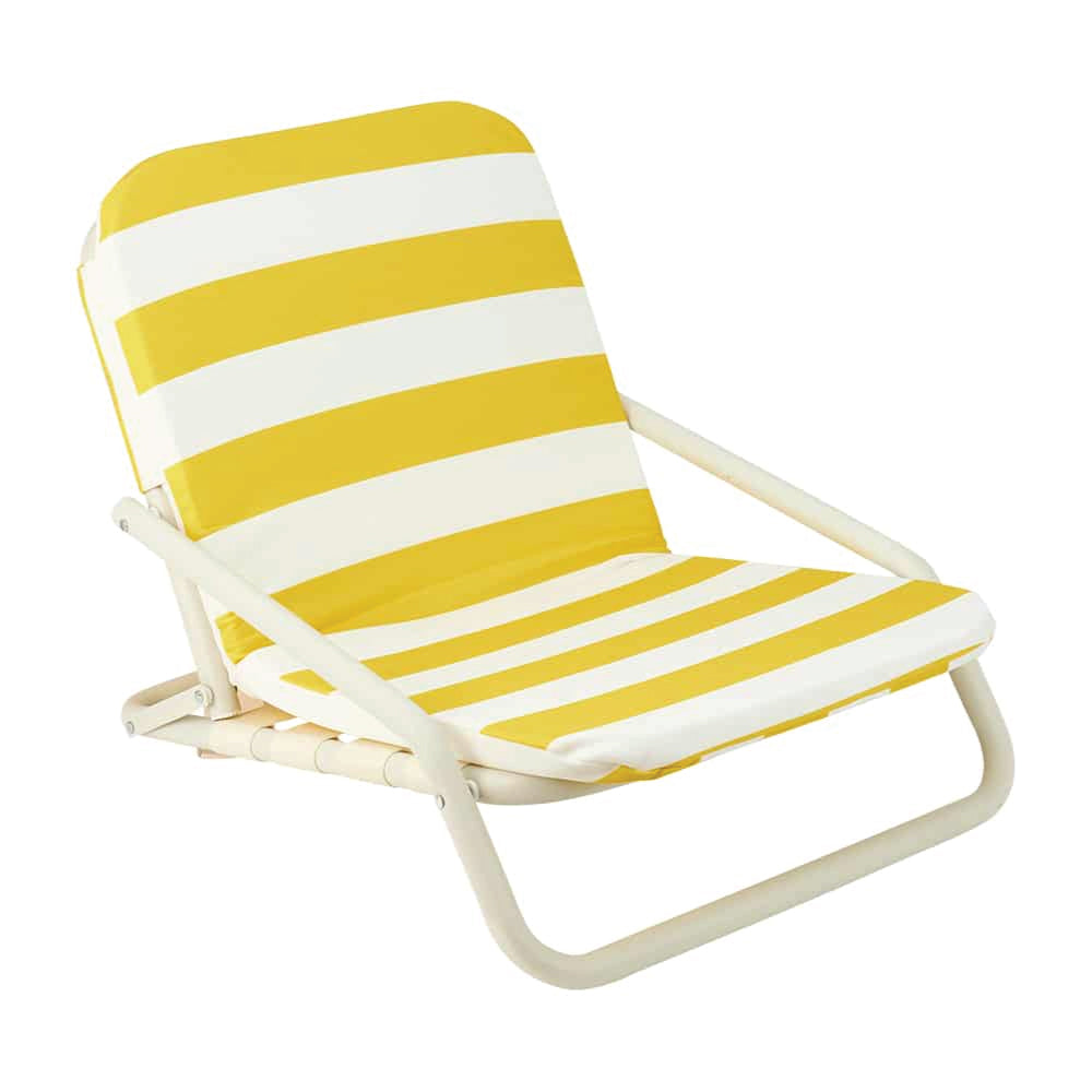 Deluxe Cushioned Beach Chair Yellow Stripe