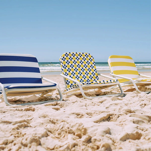 Deluxe Cushioned Beach Chair Navy Stripe - Umbrella Beach