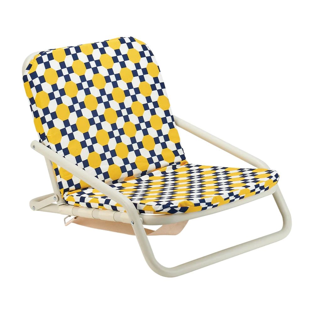 Deluxe Cushioned Beach Chair Retro Tile - Umbrella Beach