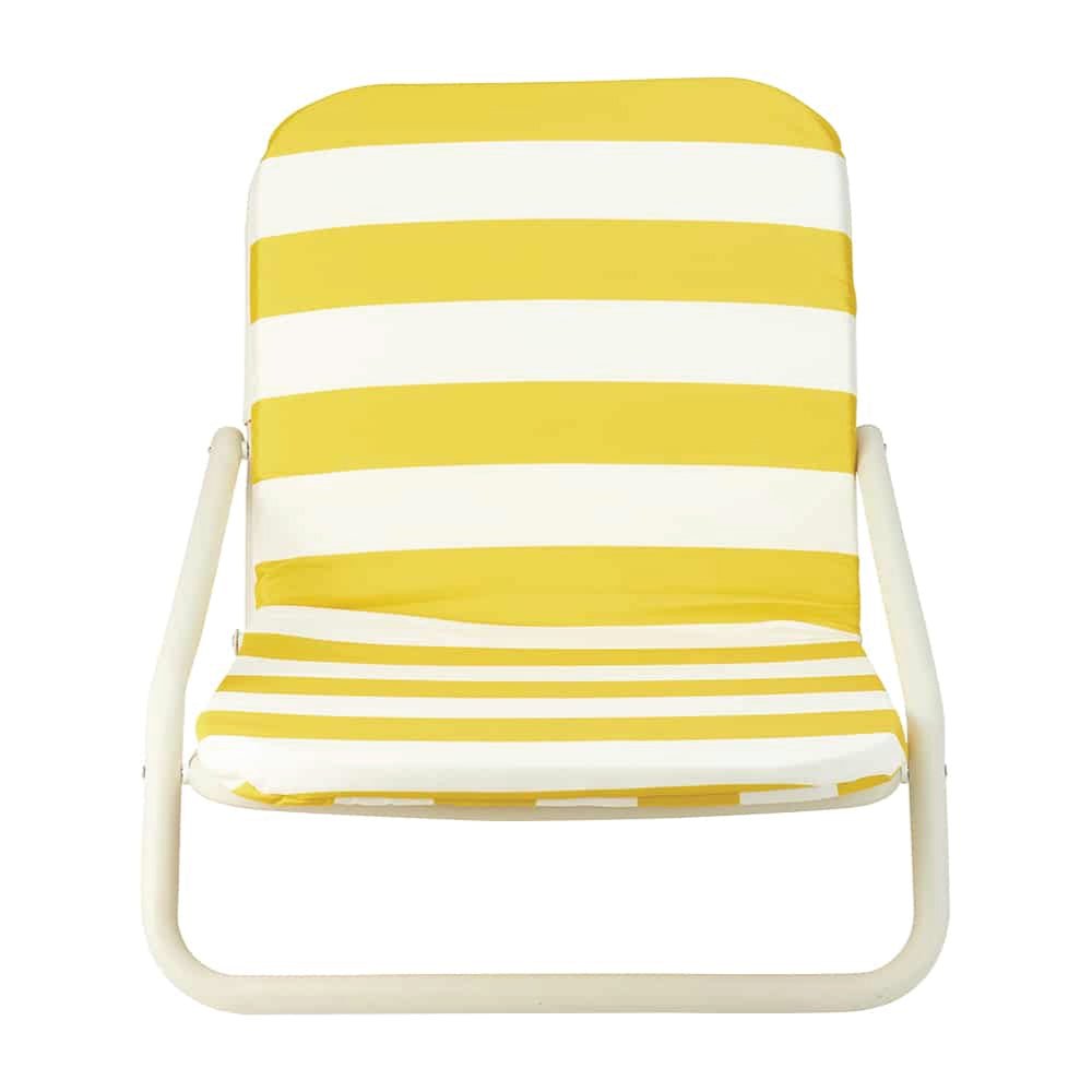 Deluxe Cushioned Beach Chair Yellow Stripe - Umbrella Beach