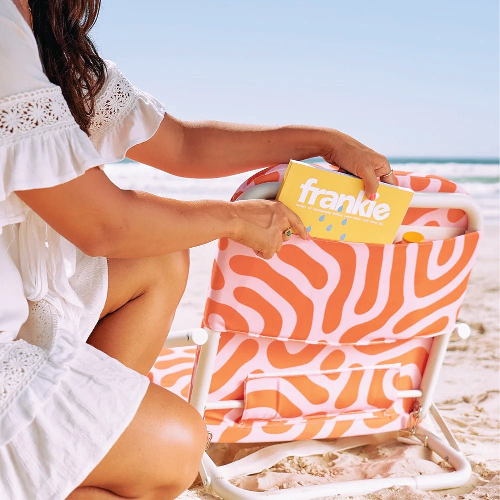 Deluxe Cushioned Beach Chair Yellow Stripe - Umbrella Beach