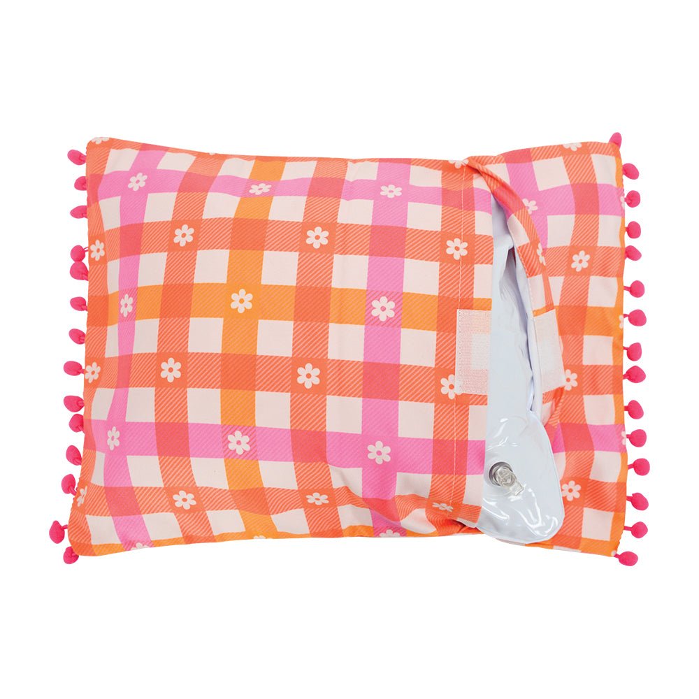 Inflatable Beach Pillow - Daisy Gingham - Umbrella Beach