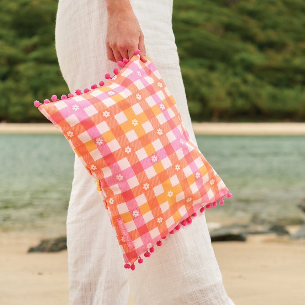 Inflatable Beach Pillow - Daisy Gingham - Umbrella Beach