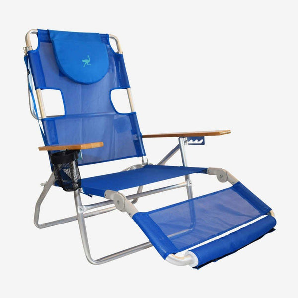 Ostrich 3 In 1 Aluminium Beach Lounger Blue - Umbrella Beach