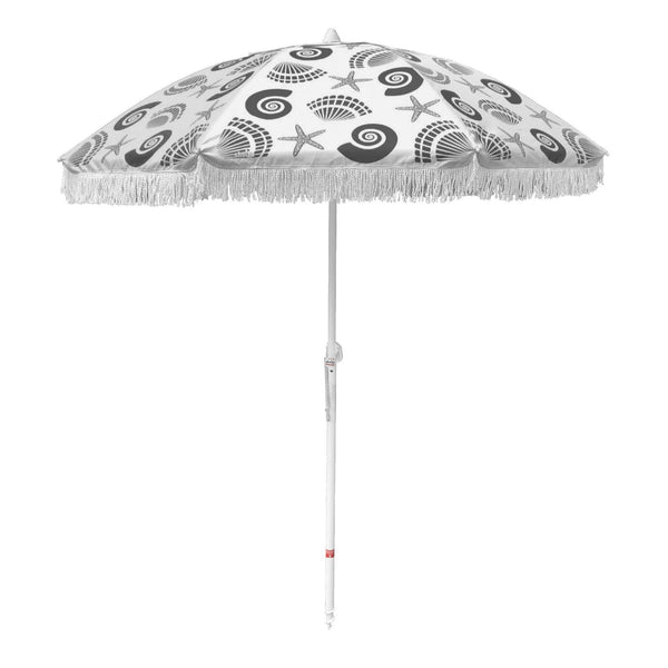 UPF50+ Balmoral Fringed 200cm Black - Umbrella Beach