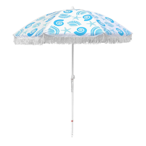 UPF50+ Balmoral Fringed 200cm Sky Blue - Umbrella Beach