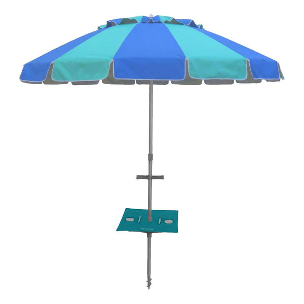 UPF50+ Carnivale with Sunraker Table 240cm Royal and Turquoise - Umbrella Beach