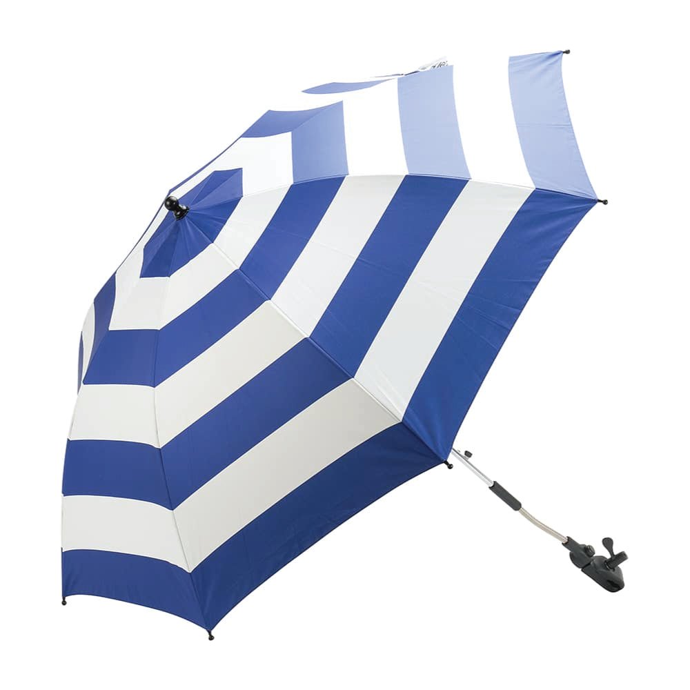 UPF50+ Clip On Beach Chair Umbrella Navy White Stripe - Umbrella Beach