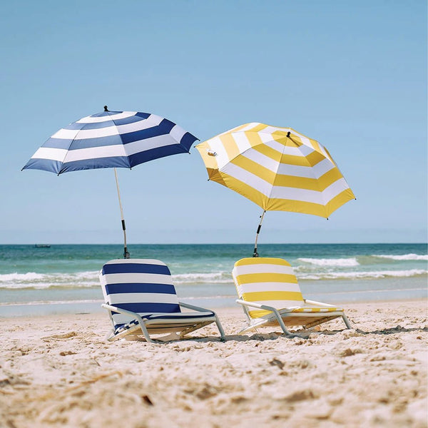 UPF50+ Clip On Beach Chair Umbrella Navy White Stripe - Umbrella Beach