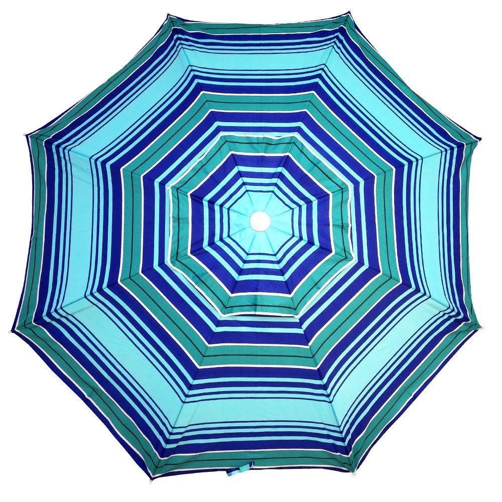 UPF50+ Cottesloe 200cm Navy and Turquoise Stripe - Umbrella Beach