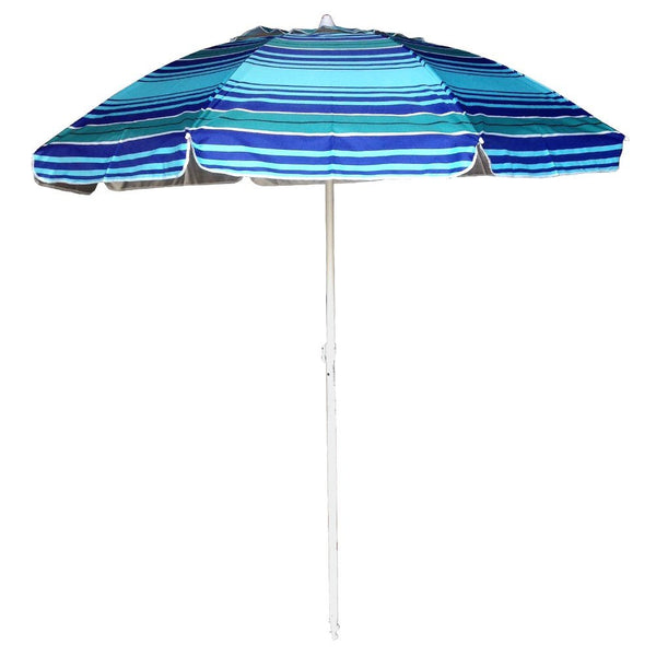 UPF50+ Cottesloe 200cm Navy and Turquoise Stripe - Umbrella Beach