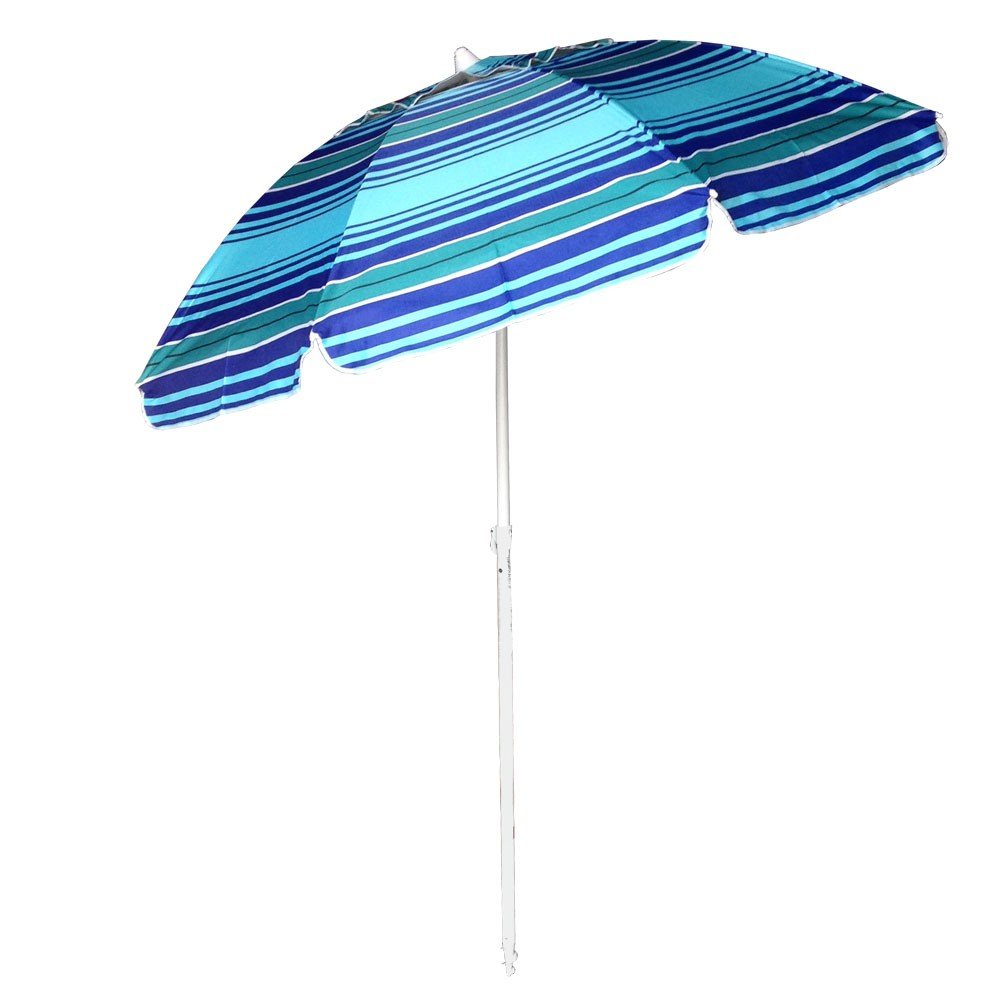 UPF50+ Cottesloe 200cm Navy and Turquoise Stripe - Umbrella Beach