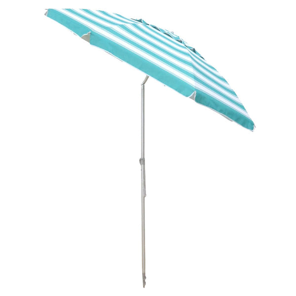 UPF50+ Daytripper 210cm Turquoise White Stripe - Umbrella Beach