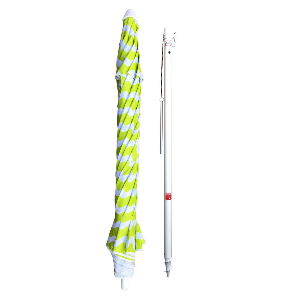 UPF50+ Newport Chevron Wave 200cm Lime - Umbrella Beach