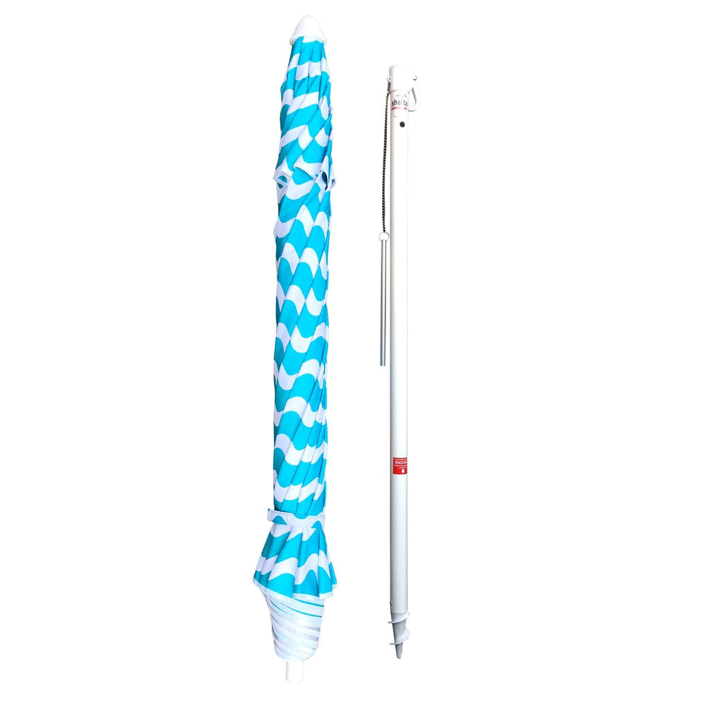 UPF50+ Newport Chevron Wave 200cm Turquoise - Umbrella Beach