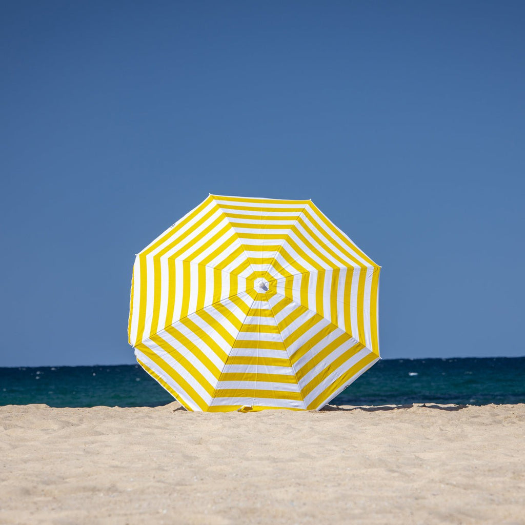 UPF50+ Noosa 180cm Yellow and White Stripe - Umbrella Beach