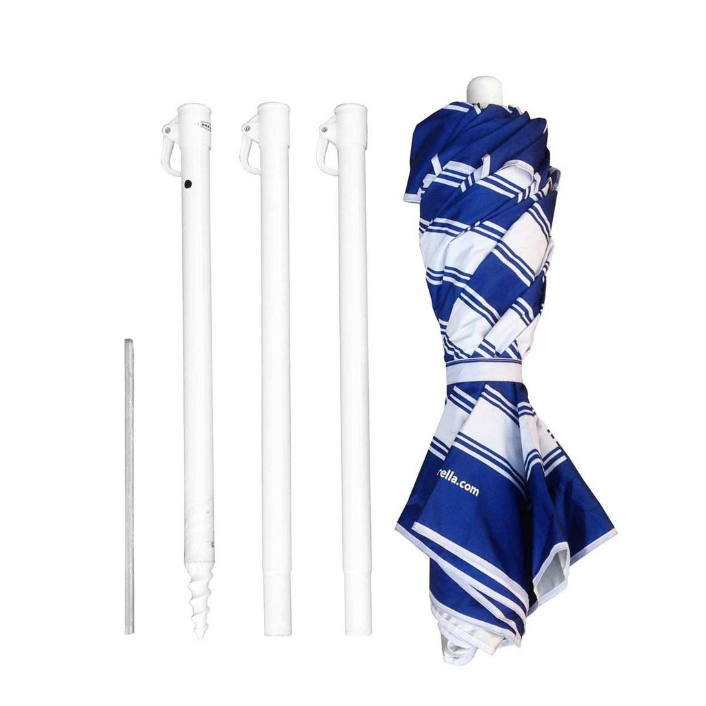 UPF50+ Portabrella 195cm Navy and White Stripe - Umbrella Beach