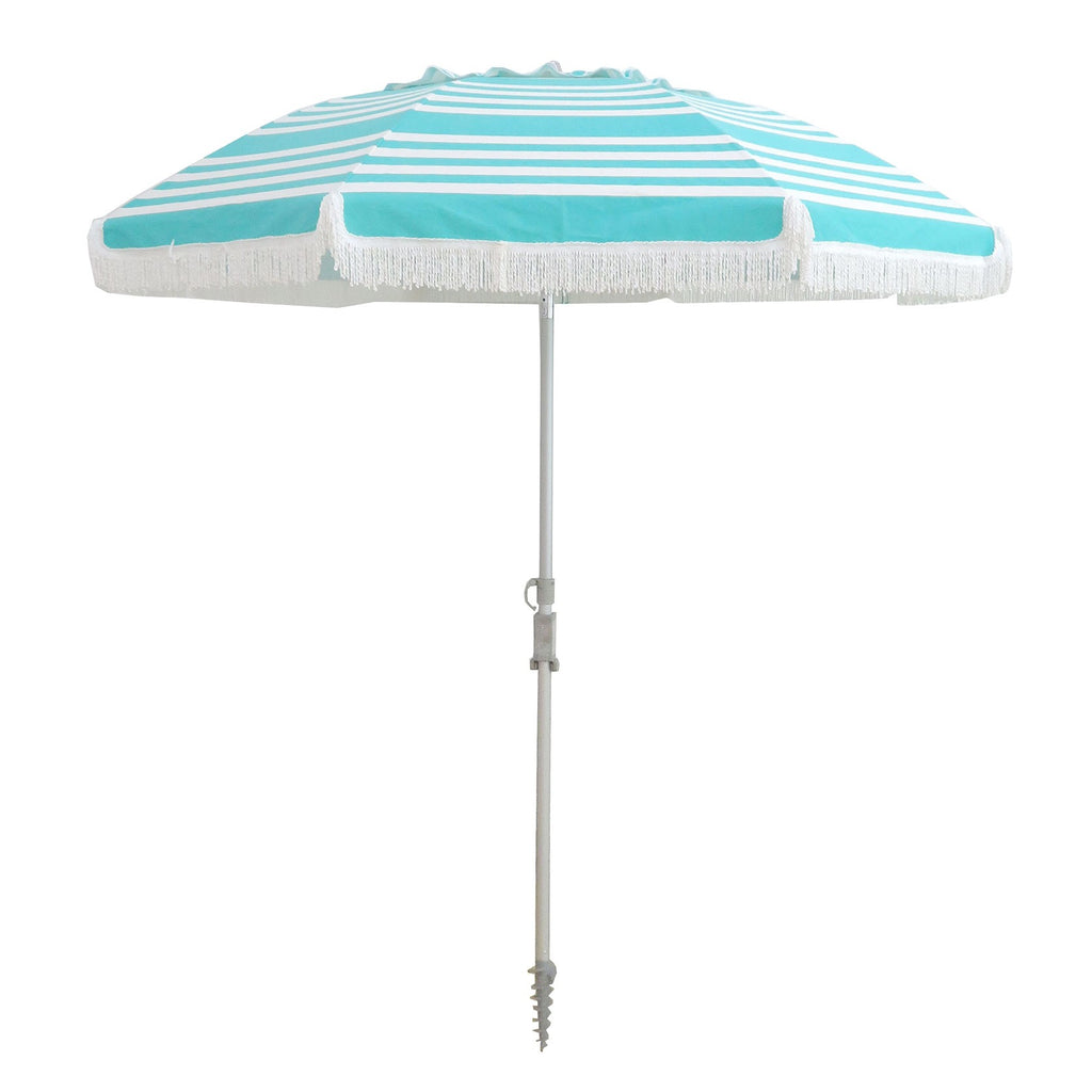 UPF50+ Fringe Beach 210cm Umbrella Iridescent Stripe