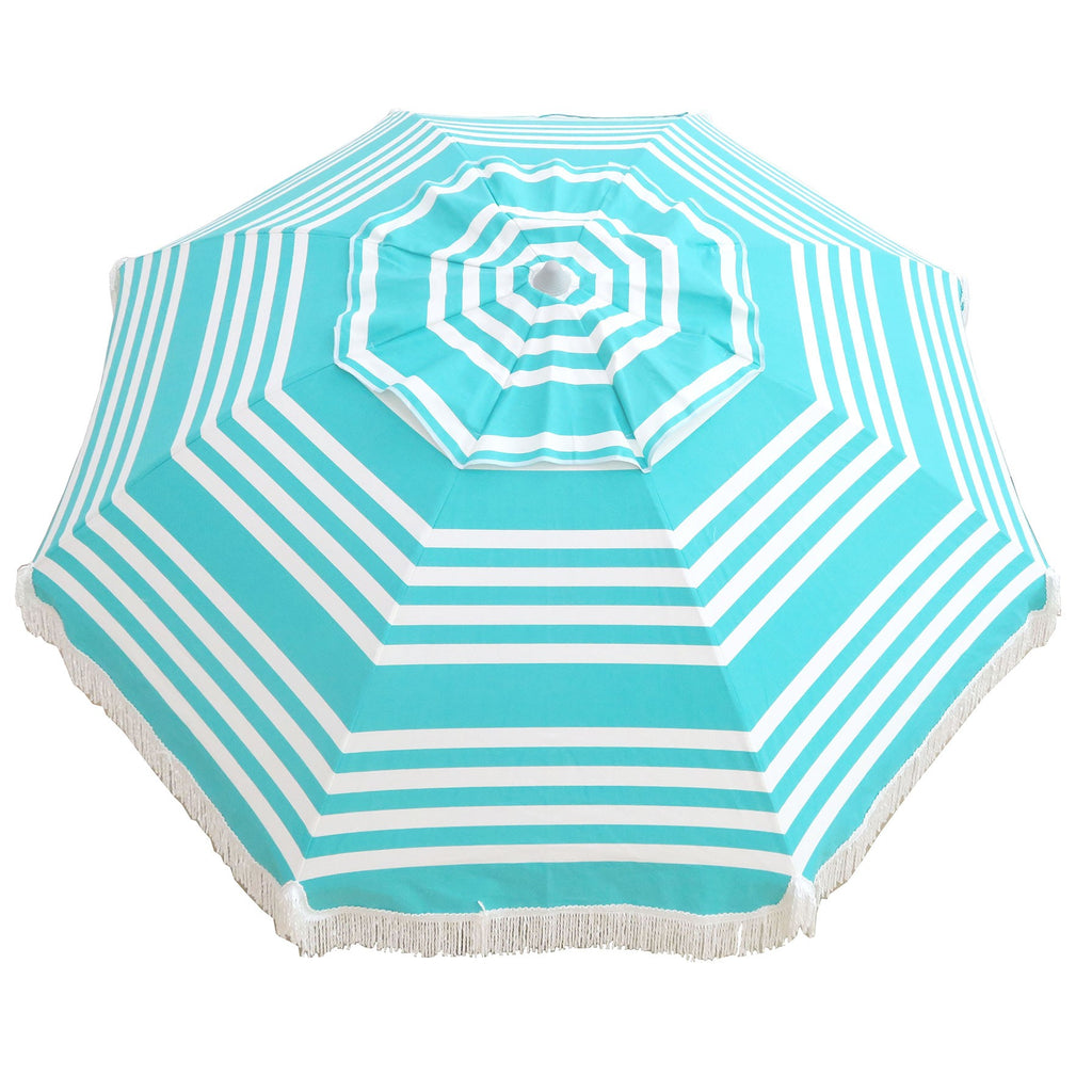 UPF50+ Fringe Beach 210cm Umbrella Iridescent Stripe