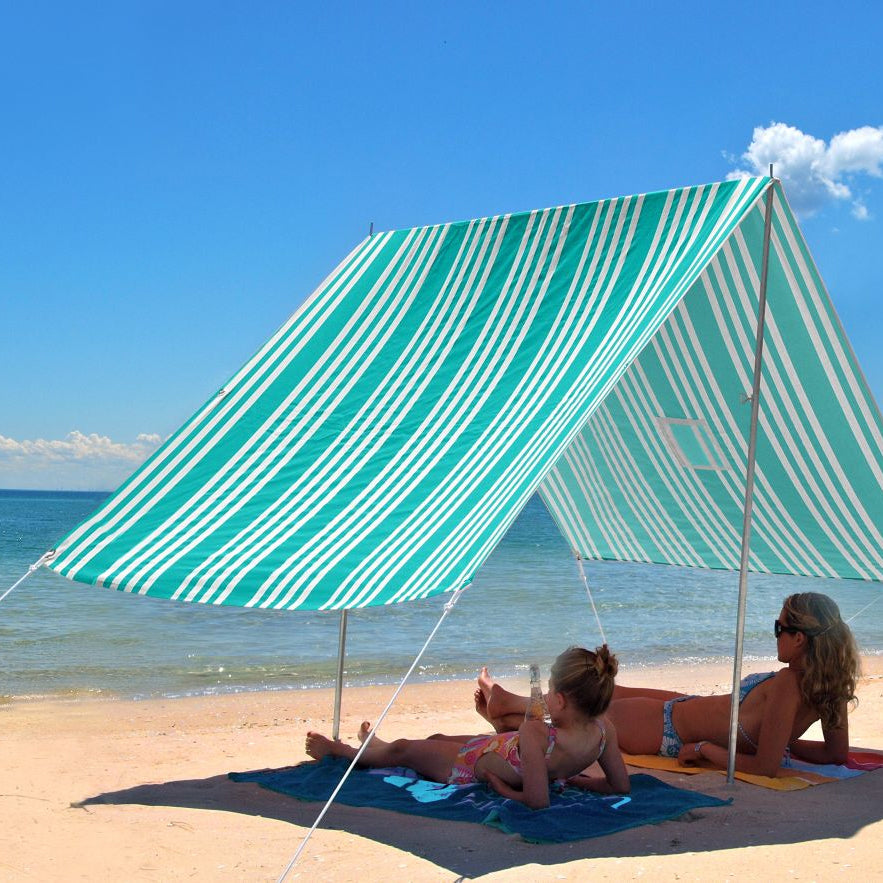 Sombrilla Beach Shelter Iridescent Stripe Turquoise