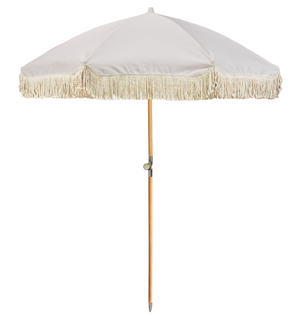 UPF50+ Premium Fringe Timber Beach Umbrella 200cm Yemaya